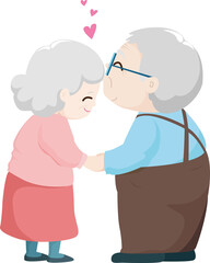 Digital png illustration of senior couple in love on transparent background
