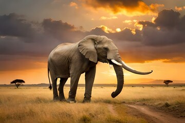 Obraz na płótnie Canvas Elephant in the jungle area AI Generated