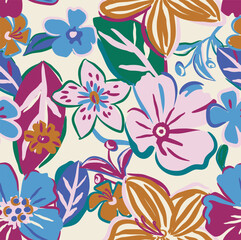 Fototapeta na wymiar Floral Seamless pattern background.