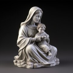 Statue of the Orthodox Virgin Mary with the Child AI