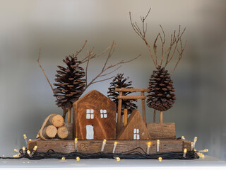 Festive Magic: Close-Up of a Charming Christmas House for Holiday Decor