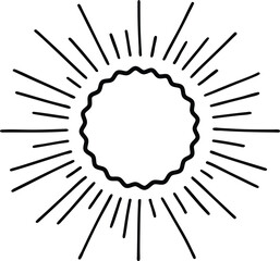 Sun icon black line drawing or doodle logo sunlight sign symbol weather element vector illustration