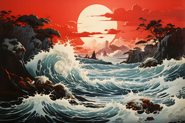 Fototapeta premium sunset over the ocean