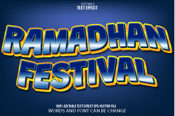 Naklejka premium Ramadhan Festival Editable Text Effect 3D Flat Gradient Style