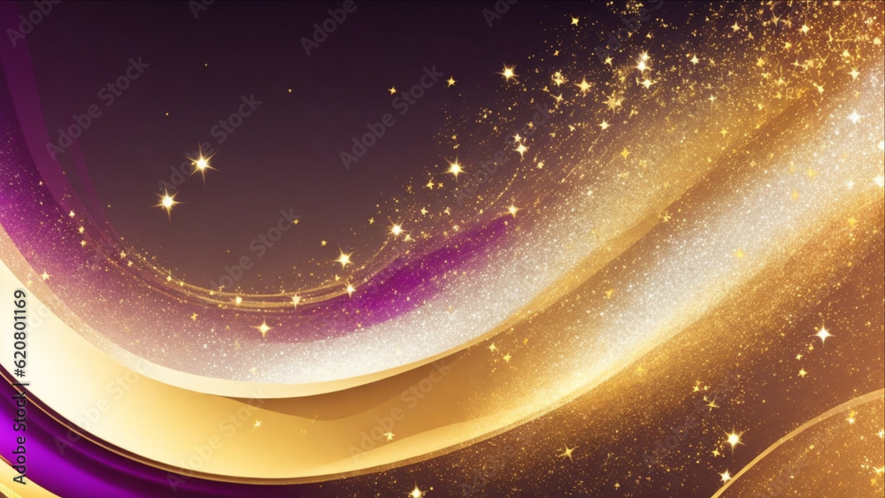 Wall mural abstract golden background with blur sparkle gold bokeh light effect - ai generative