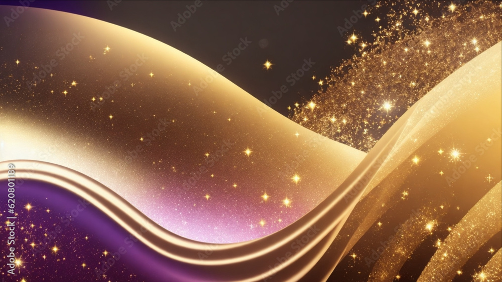 Wall mural abstract golden background with blur sparkle gold bokeh light effect - ai generative
