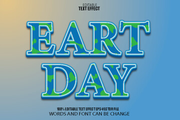 Eart Day Editable Text Effect 3D Cartoon Style