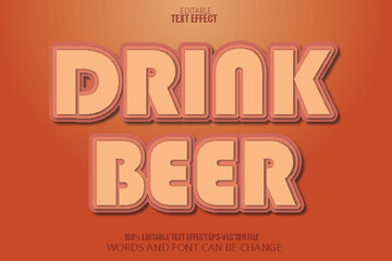 Drink Beer Editable Text Effect 3D Cartoon Style