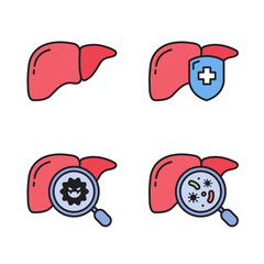liver line icon set of vector