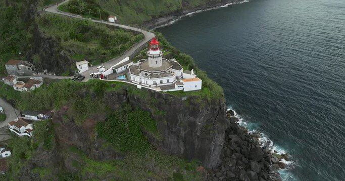 Arnel lighthouse aerial Sao Miguel Azores