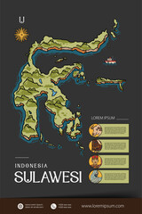 Sulawesi Indonesia maps illustration. Indonesia Island design layout