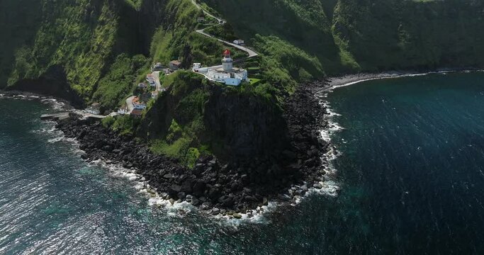 Arnel lighthouse aerial Sao Miguel Azores