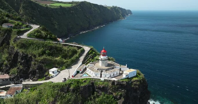 Arnel lighthouse aerial Sao Miguel Azores