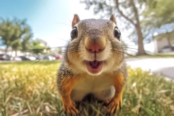 Deurstickers a cute squirrel © Angah
