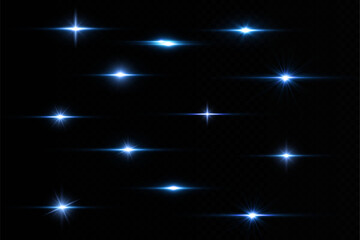 Glow effect. Blue glowing particles, stars. Vector illustration.