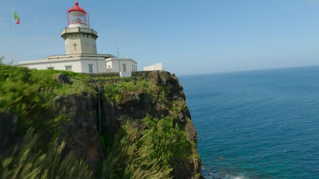 Arnel Point Lighthouse FPV aerial Sao Miguel Azores