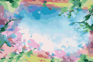 Watercolor spring flower background.