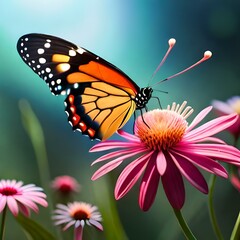 butterfly on flower. generative ai