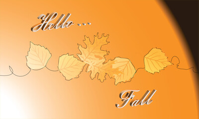 One Line Drawing Autumn Leaf with 3D Text Effect