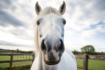 photo of a cute white horse
