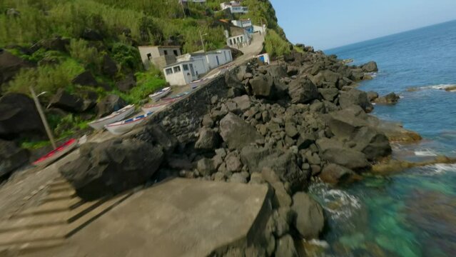 Arnel Point Lighthouse FPV aerial Sao Miguel Azores