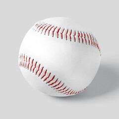 Crafted Elegance: White Baseball Cap with Strong Stitching and Red Thread on Grey Background