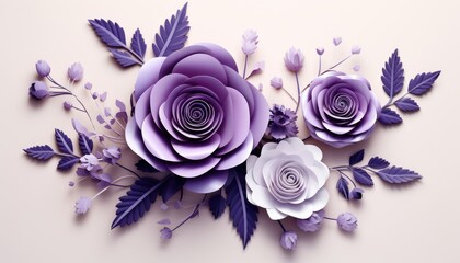 Romantic Petals: Pink and Purple Flowers Uniting in Love - Powered by Adobe