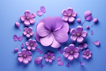 Whispering Love: Delicate Pink and Purple Flowers on a White Canvas