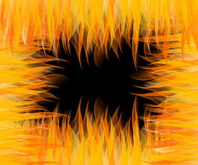Fire texture on black background. A beautiful image of fire in the dark. Abstract fire on black background. Flame of fire on a black