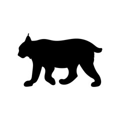 Black and white greyscale lynx bob cat animal beast cutout lines. Nordic forest animal carnivore