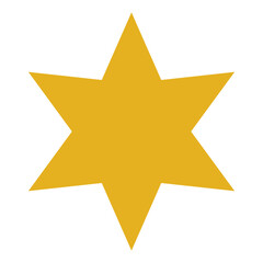 Obraz premium Yellow golden simple flat stars on a white blank background. Bright flat ornate symbols for digital creative asset use like illustrations or brochures and designs. 6 points. vector graphic.