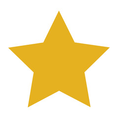 Obraz premium Yellow golden simple flat stars on a white blank background. Bright flat ornate symbols for digital creative asset use like illustrations or brochures and designs. 5 points. vector graphic.