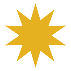 Yellow golden simple flat stars on a white blank background. Bright flat ornate symbols for digital creative asset use like illustrations or brochures and designs. 10 points. vector graphic.