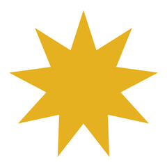 Obraz premium Yellow golden simple flat stars on a white blank background. Bright flat ornate symbols for digital creative asset use like illustrations or brochures and designs. 9 points. vector graphic.