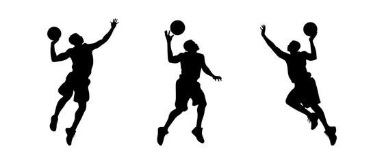 Basketball player silhouette black filled vector Illustration