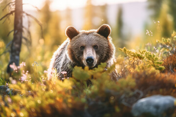 Bear in nature, national geography, Wide life animals. AI Generated.
