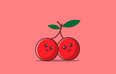cute cherry character vector icon illustration