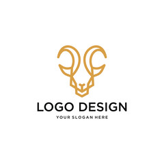 Goat Head Creative Logo Design Vector