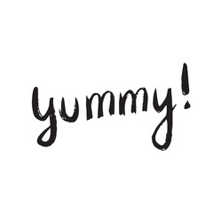 Yummy word inscription Vector lettering Hand-drawn calligraphy