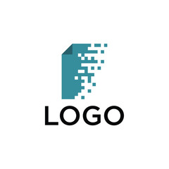 data logo with technology design concept and pixel vector for brand identity