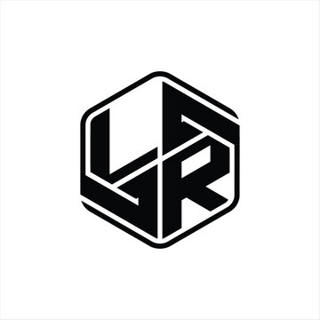 recommend clip art: LR Logo monogram hexagon shape with ornament abstract isolated outline design template