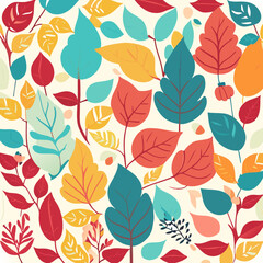 Fototapeta na wymiar Seamless pattern with colorful leaves. Vector illustration. Background.