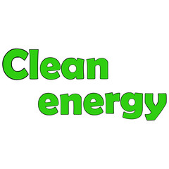 Clean energy text clipart flat design on transparent background, global warming concept isolated clipping path element