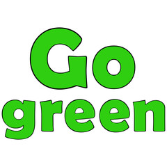 Go green text clipart flat design on transparent background, global warming concept isolated clipping path element