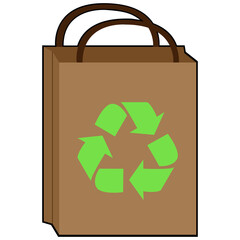 Recycle paper bag clipart flat design on transparent background, save world concept isolated clipping path element