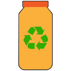 Recycle bottle clipart flat design on transparent background, save world concept isolated clipping path element