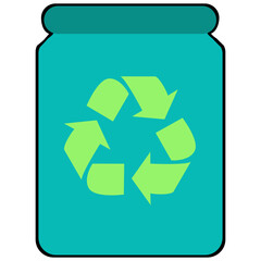 Recycle can clipart flat design on transparent background, save world concept isolated clipping path element