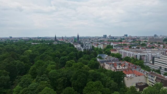 Drone shot of Volkspark Hasenheide or Hasenheide People's Park , Berlin , Germany