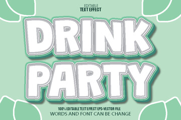Drink Party Editable Text Effect 3D Cartoon Style