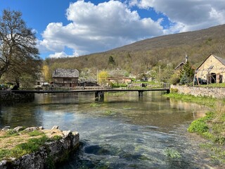Fototapeta na wymiar The springs of the Gacka river - Majer's spring, Croatia (Izvori rijeke Gacke ili Vrila Gacke - Majerovo Vrilo, Sinac - Lika, Hrvatska)